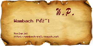Wambach Pál névjegykártya